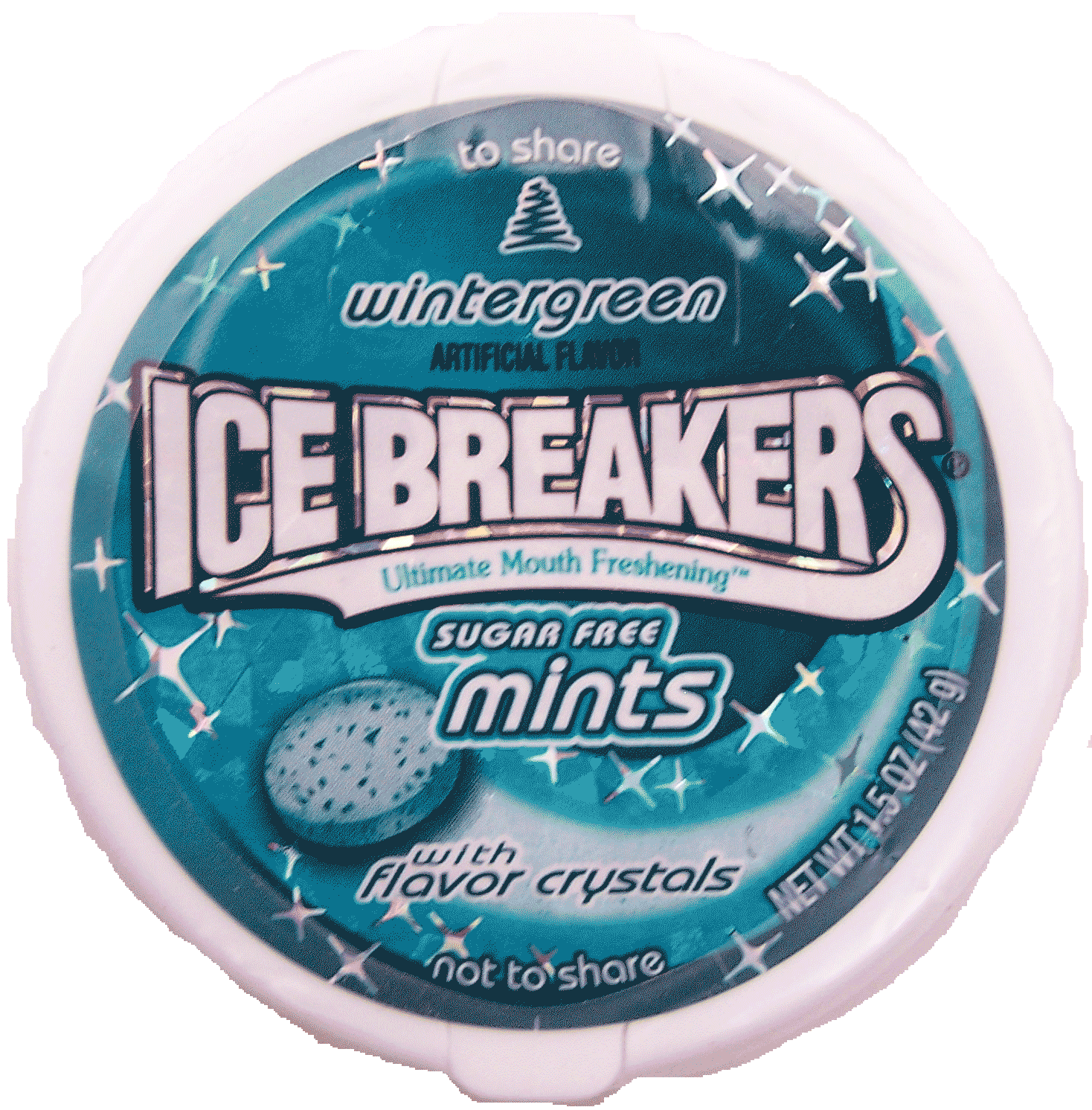 Ice Breakers  sugar free ultimate mouth freshening wintergreen breath mints with flavor crystals Full-Size Picture